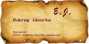 Bubreg Jávorka névjegykártya